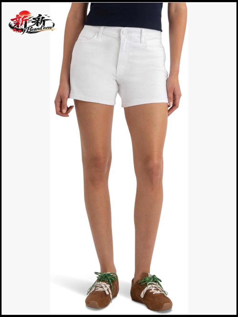 High Rise Denim Shorts, Cotton Spandex Stretch, Relaxed Fit